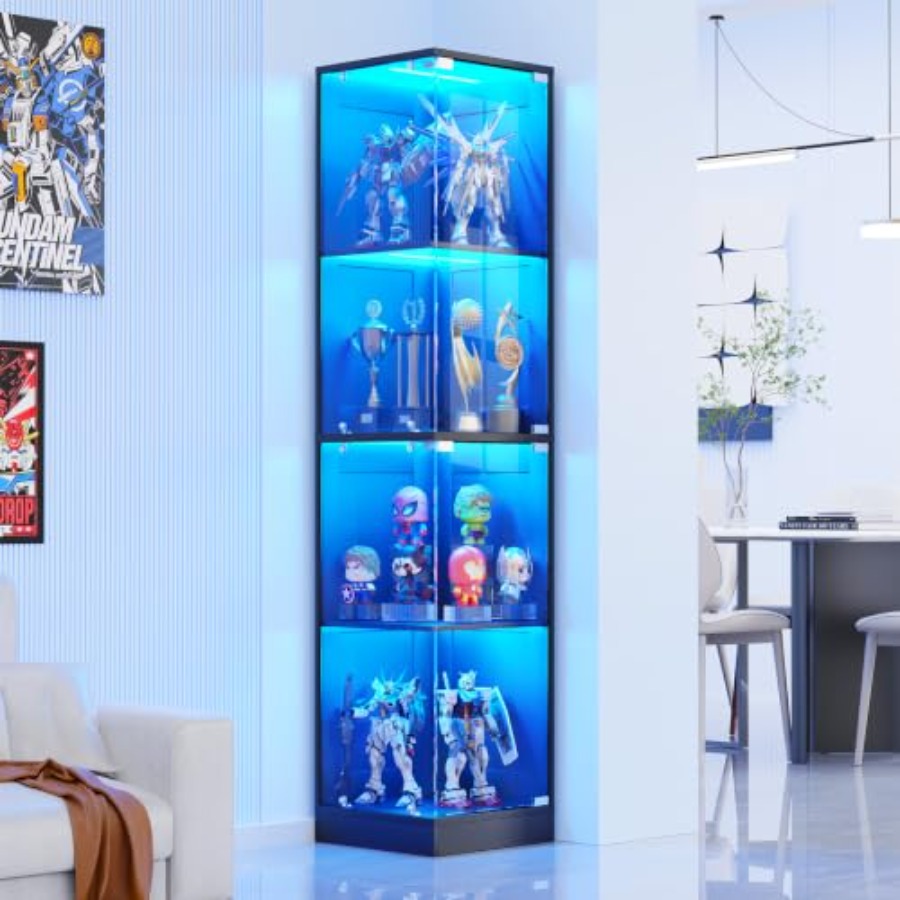 Glass Cabinet Display - Vitrina de esquina con puertas de