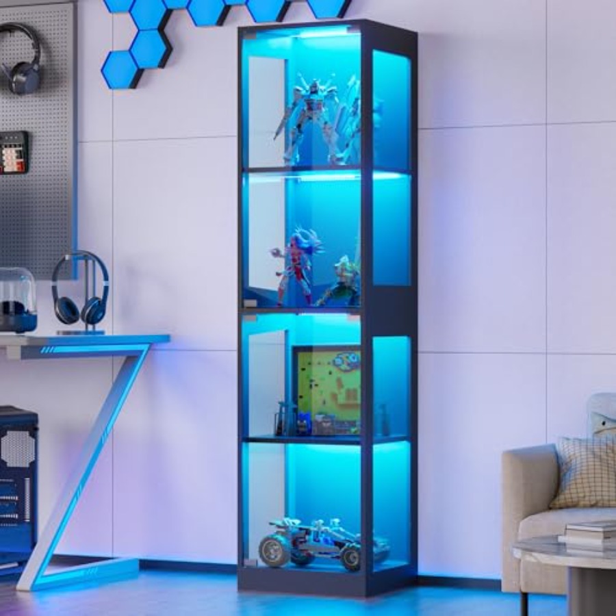 Glass Cabinet Display - Vitrina de cristal con luces LED