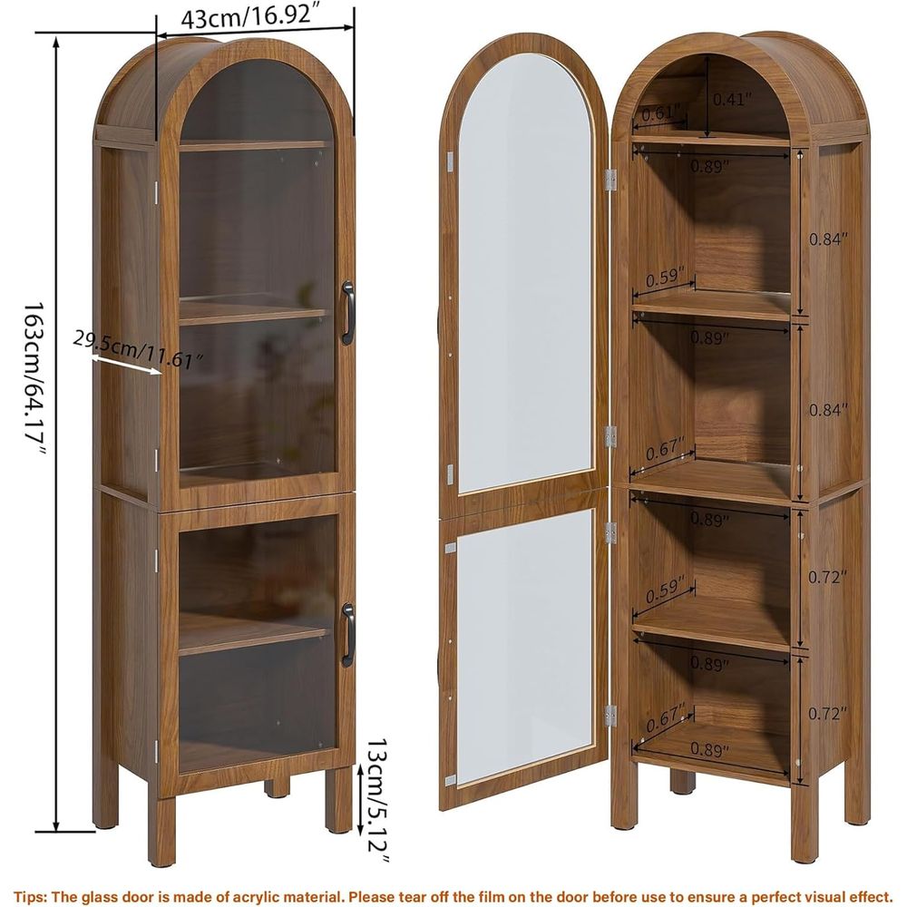 Vitrina Arqueada de 64.17 Pulg - Glass Cabinet Display reseña y precio