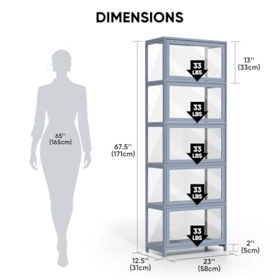 Vitrina de 5 niveles con puert - Glass Cabinet Display reseña y precio