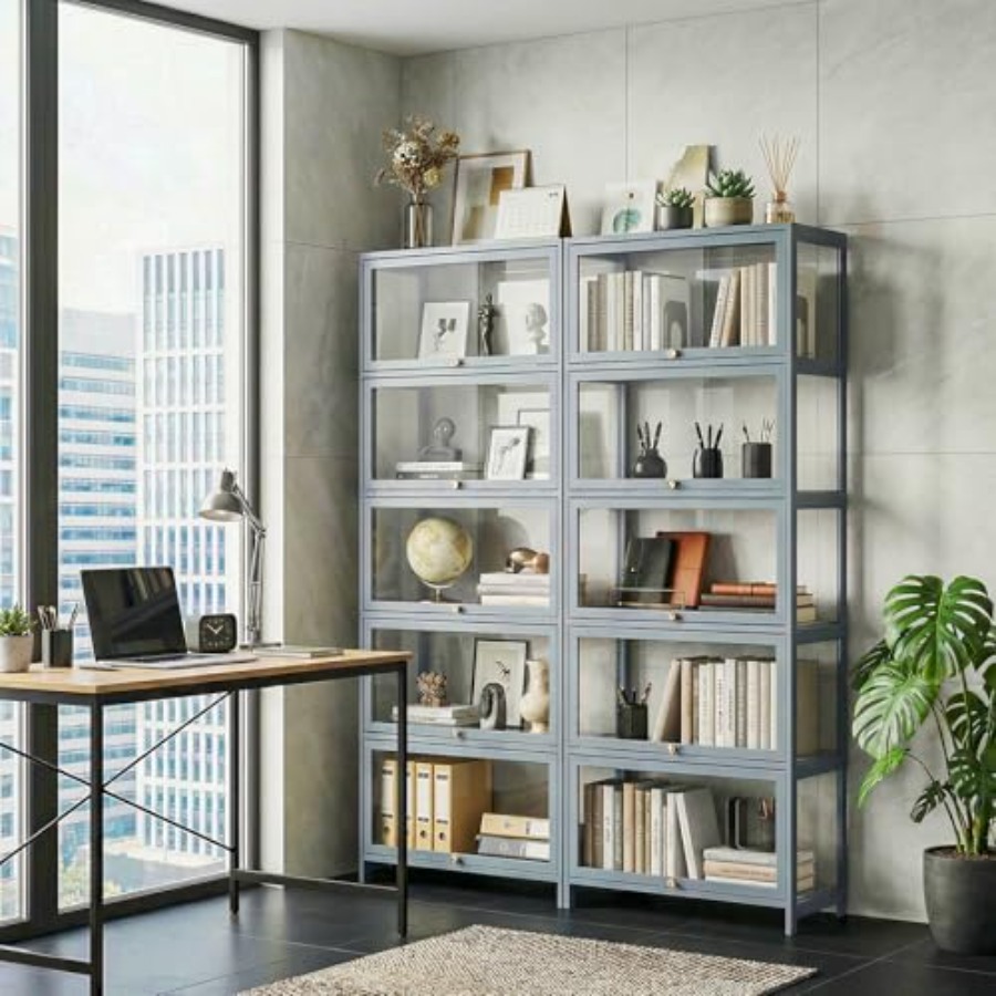 Vitrina de 5 niveles con puert - Glass Cabinet Display reseña y precio