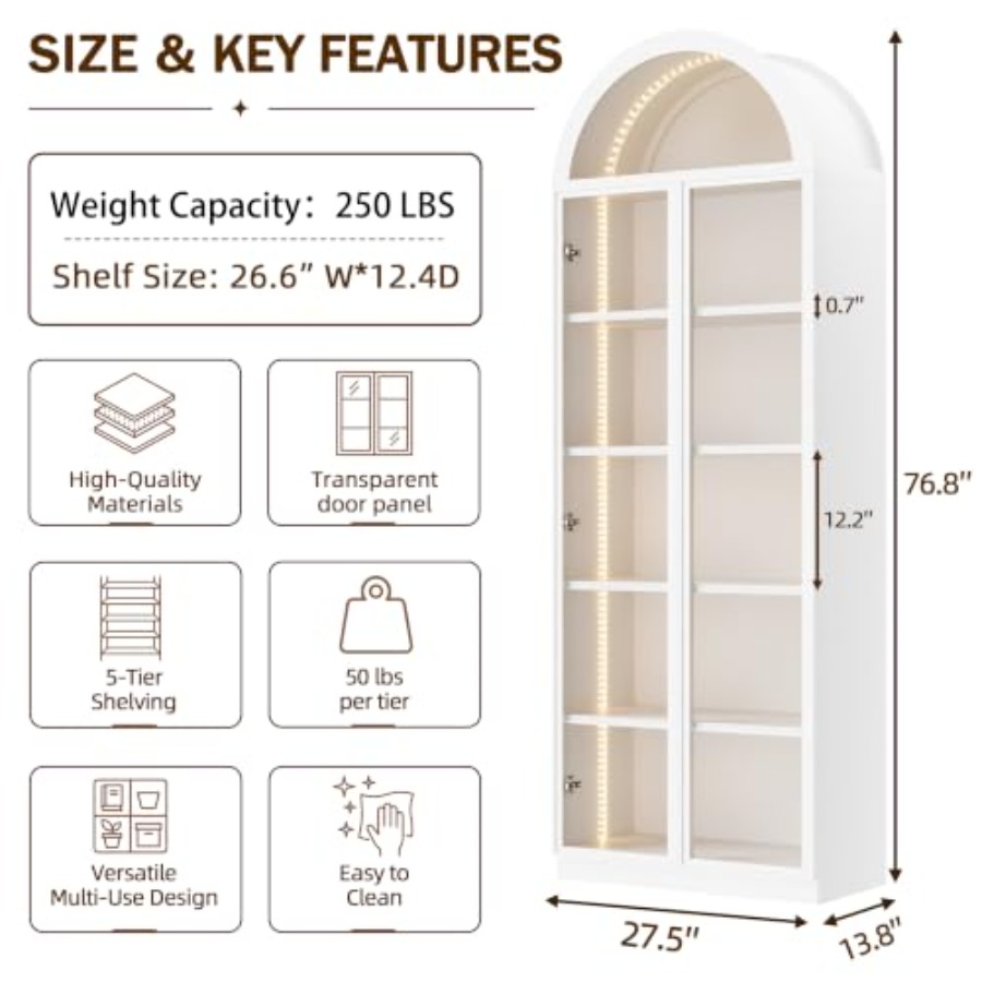 Vitrina de arco para sala de e - Glass Cabinet Display reseña y precio