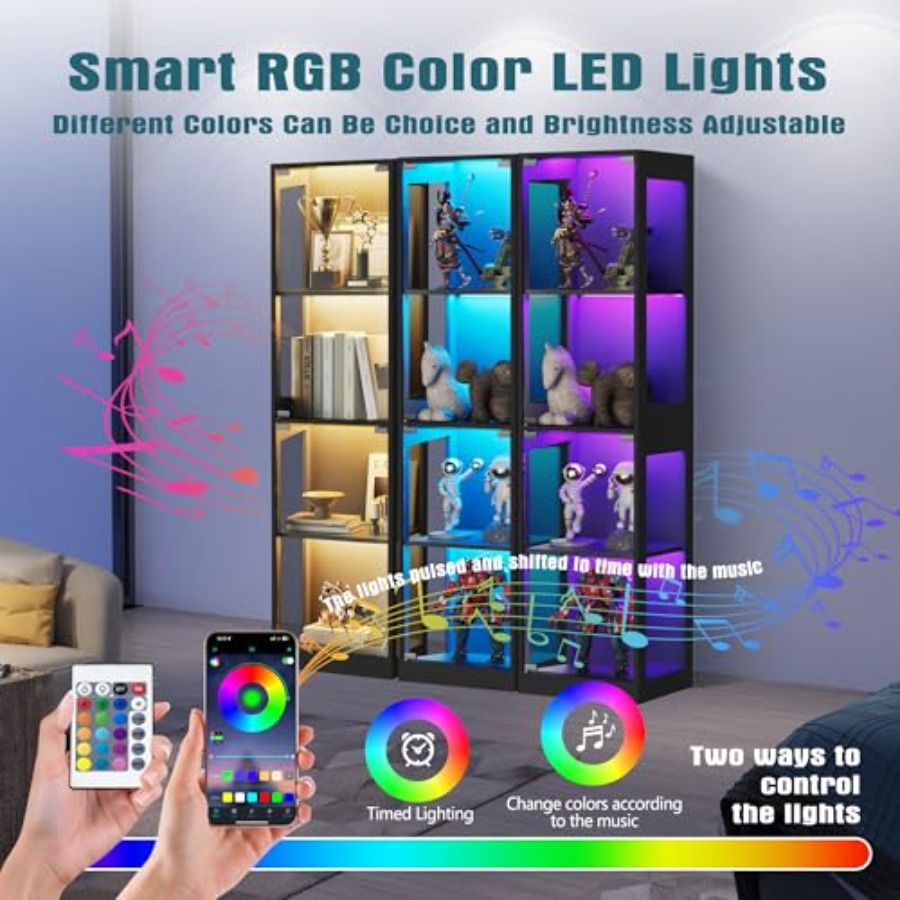 Vitrina de cristal con luces L - Glass Cabinet Display reseña y precio