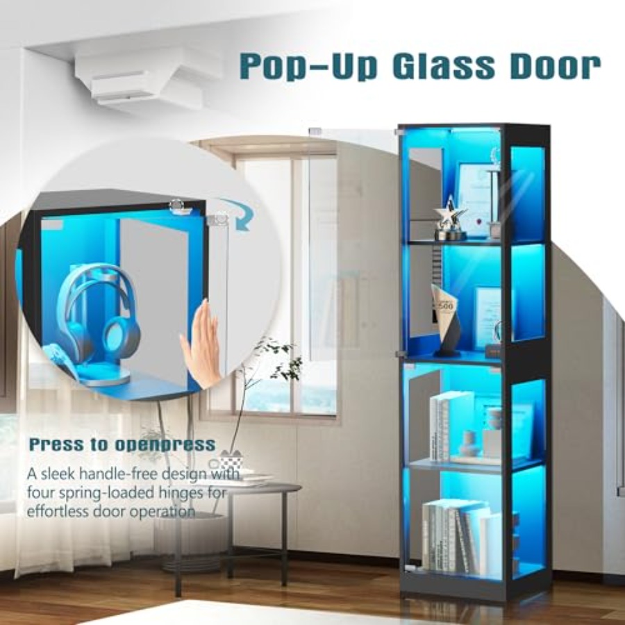 Vitrina de cristal con luces L - Glass Cabinet Display reseña y precio